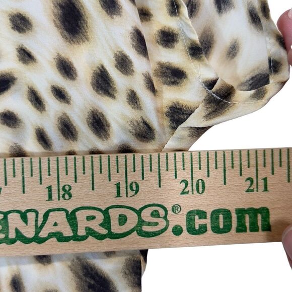 Ann Taylor Silk spandex Leopard Print Cowl Neck Short Sleeve Blouse Size 12 - Picture 4 of 16